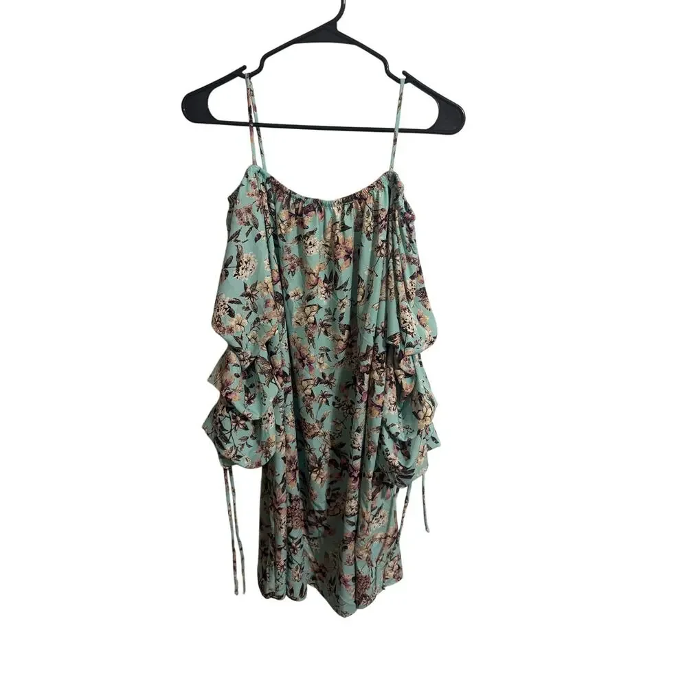 Easel Women's Cold Shoulder Blue Floral Spring Dress NWT - Picture 2 of 8